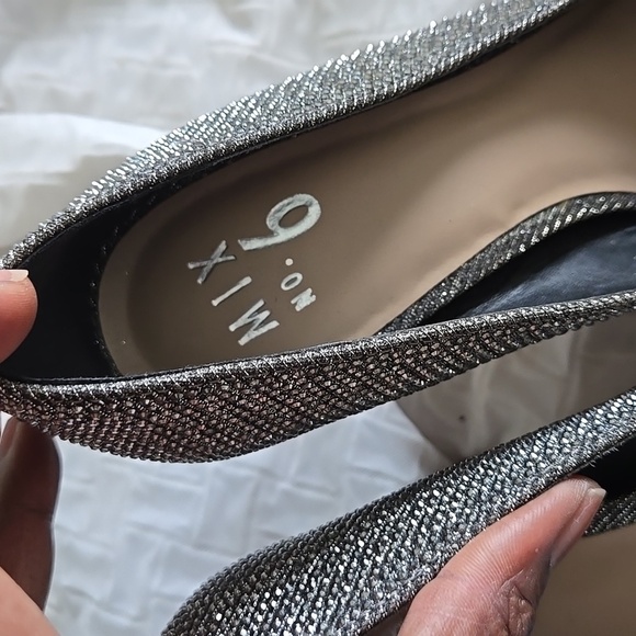 Mix No6 Danyah Elegant Glitter Silver Women's Heels Pumps Stiletto Heels Formal - Picture 7 of 10